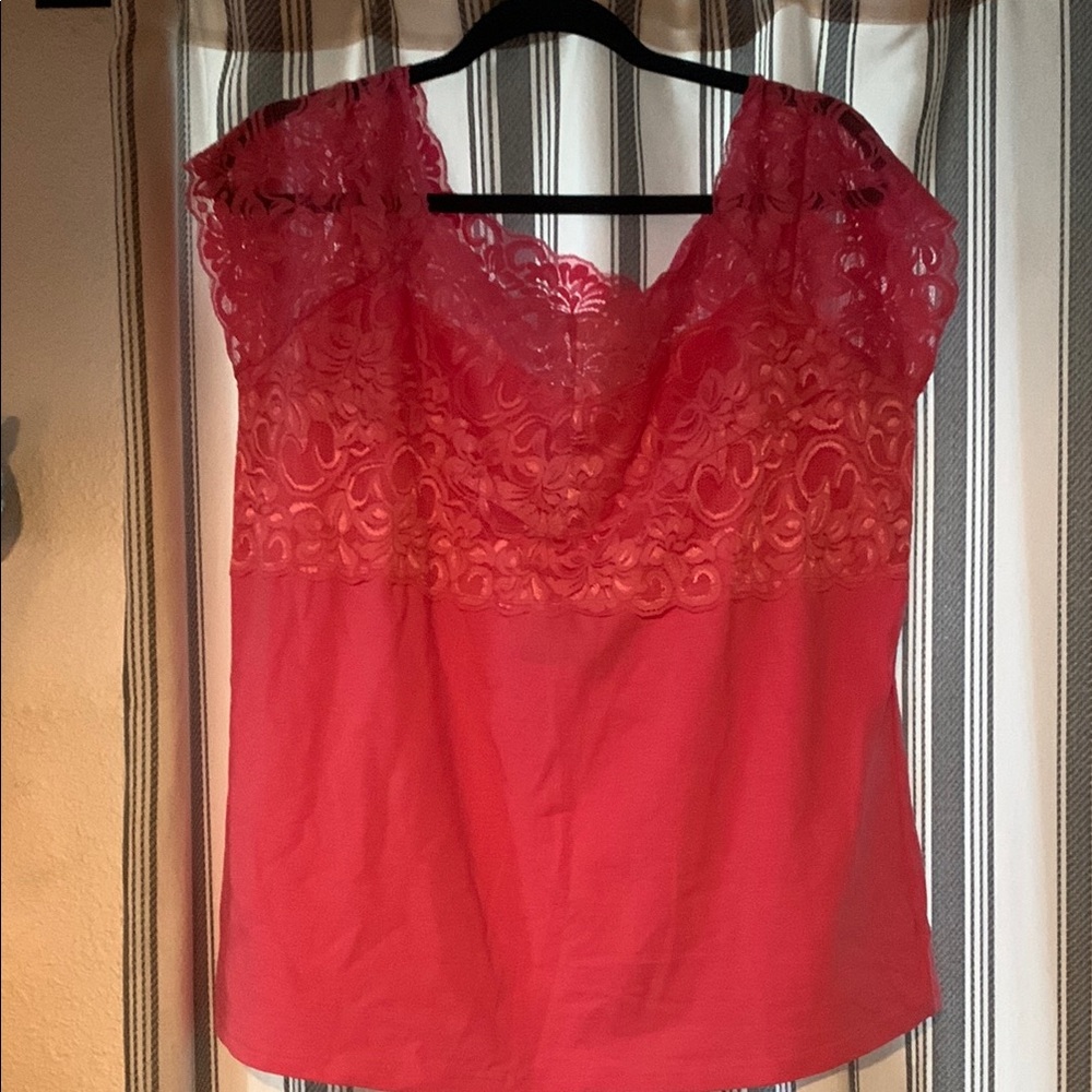 Lace Overlay Pink Top